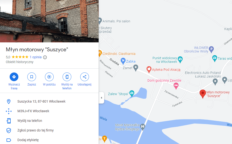 Przykład dodania miejsca pamięci do mapy Google