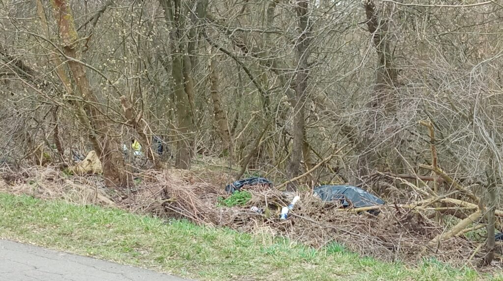 Zalegające śmieci, zdjęcia z Zawiśla, 04.2021