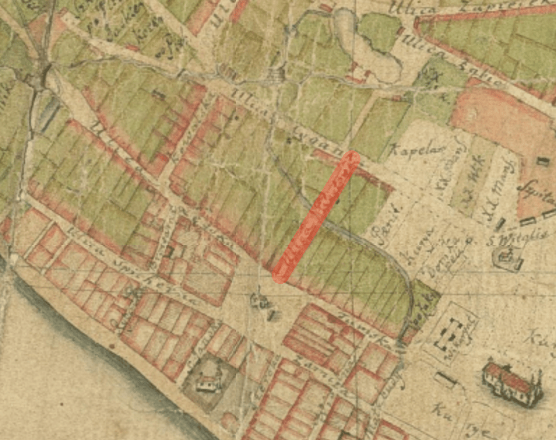 Ul. Wójtkowska, plan miasta z 1789r.