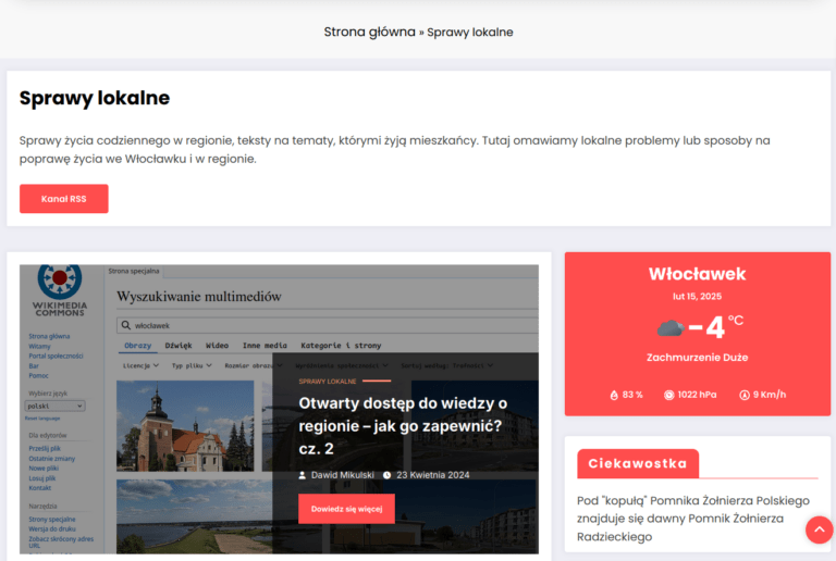 aktualizacja portalu, zrzut ekranu z poprawionej strony kategorii
