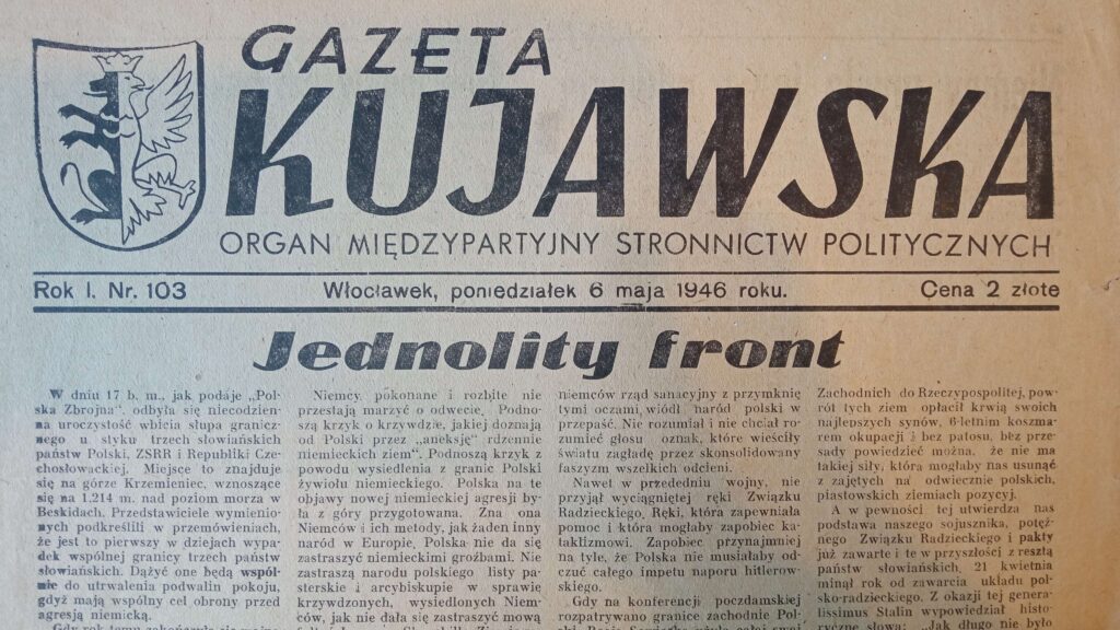 "Gazeta Kujawska", pierwsza strona gazety