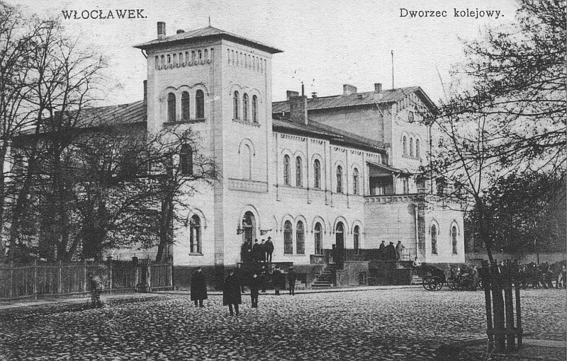 Postój dorożek pod dworcem kolejowym, Włocławek, początek XX w.