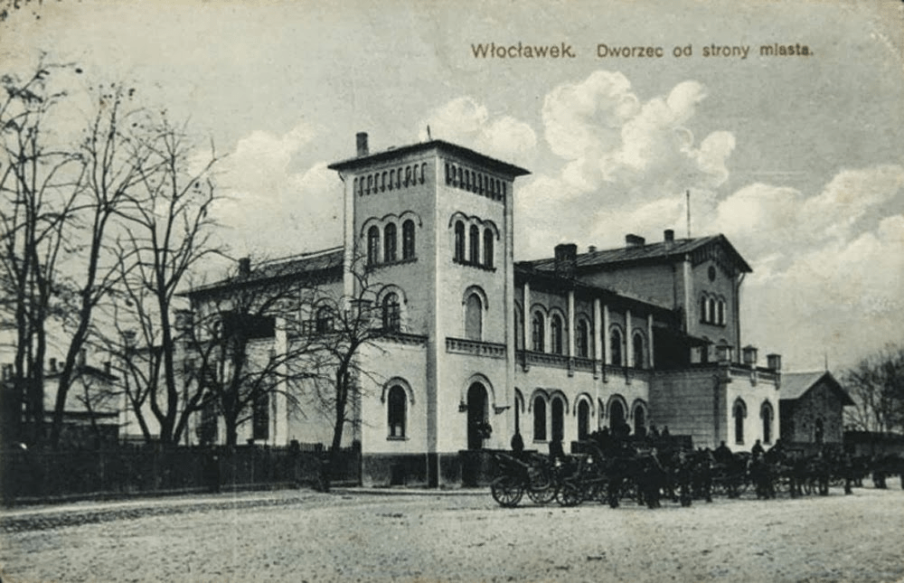 Postój dorożek pod dworcem kolejowym, Włocławek, początek XX w.