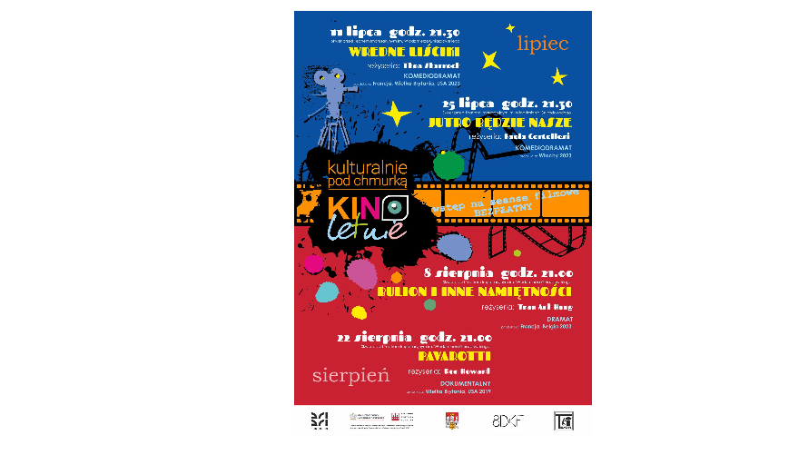 Plakat seansów filmowych "Kulturalnie pod chmurką"