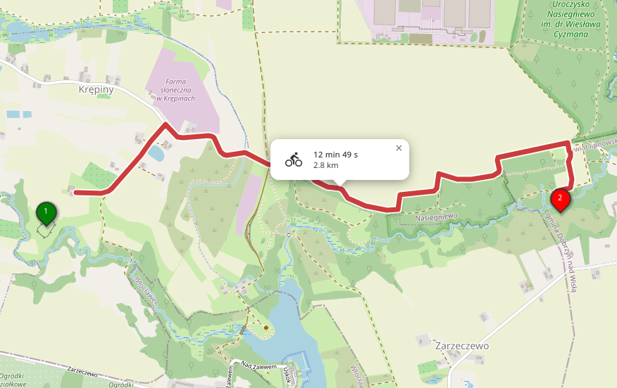 zrzut ekranu, trasy rowerowe