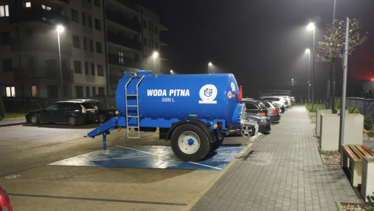 Brześć Kujawski, wóz z wodą na osiedlu Nowa 23. Fot. Krzysztof Nowacki