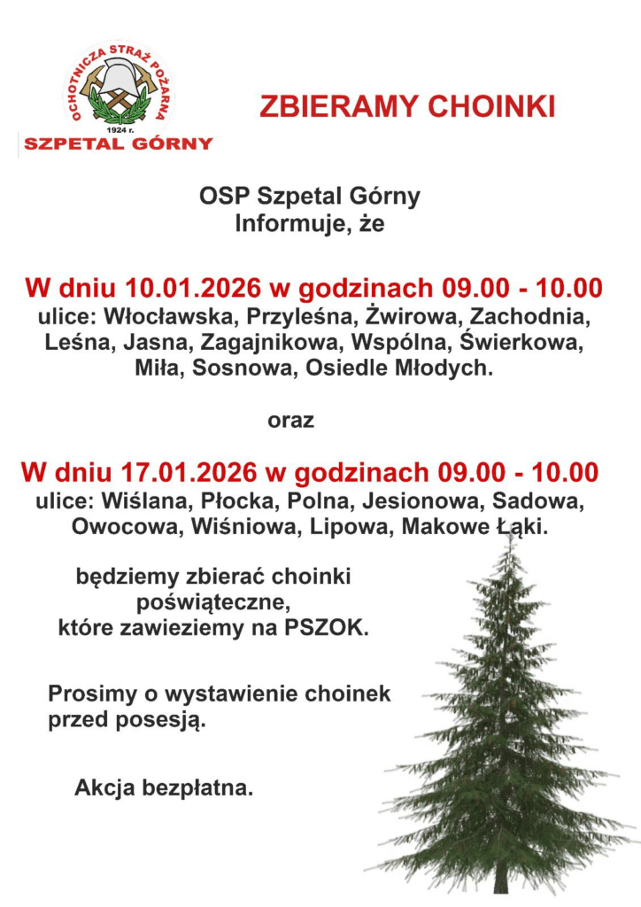 Harmonogram akcji OSP Szpetal Górny