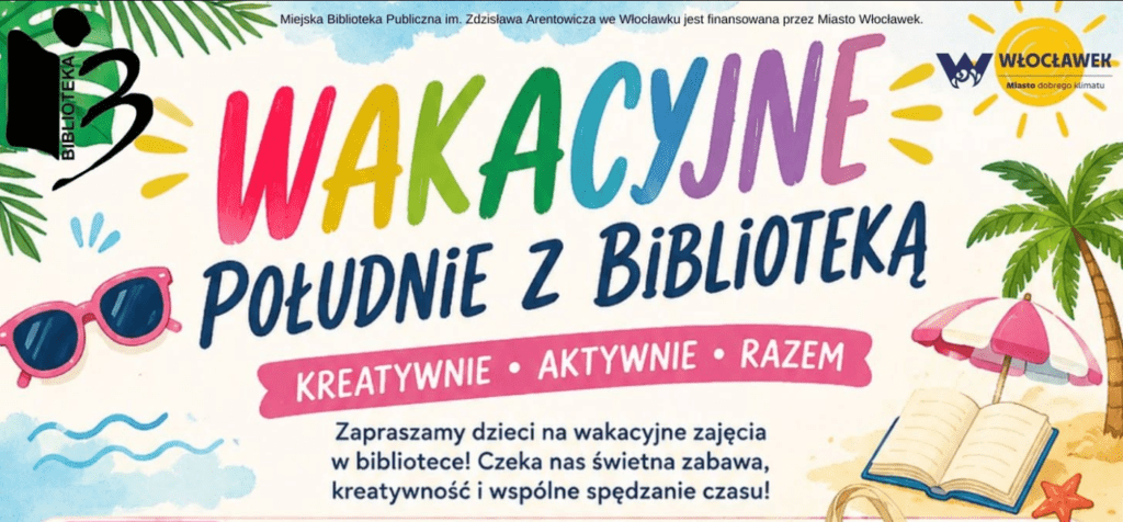 Plakat wydarzenia "Wakacyjne Popołudnie z Biblioteką"