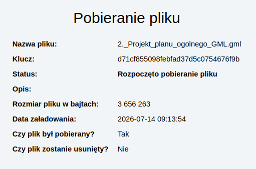 Zrzut ekranu ze strony pobierania pliku planu ogólnego miasta GML, BIP urzędu miasta Włocławek