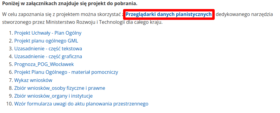 Zrzut ekranu ze strony "Konsultacje społeczne", BIP urzędu miasta Włocławek