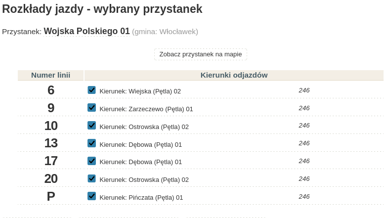 Rozkład przystanku Wojska Polskiego 01