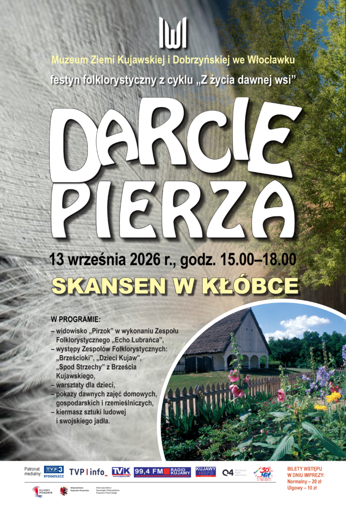 Plakat wydarzenia "Darcie pierza" w Kłóbce